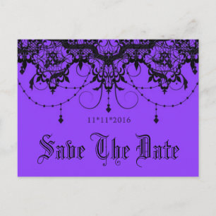 Carte Postale Faire-part Dentelle Victorienne violet Enregistrer la date Ca
