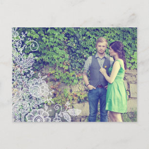 Carte Postale Faire-part Dentelle Vintage - Sauvegarder la Date