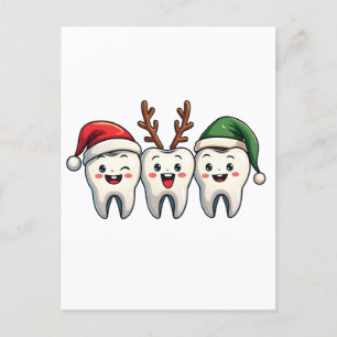 Carte Postale Faire-part Dentiste Dentaire Noël Père Noël Fil Sapin de Noël