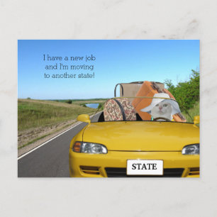 Carte Postale Faire-part Déplacement drôle personnalisable de chat/Kitty