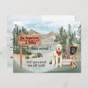 Carte Postale Faire-part Déplacement Goldendoodle Pine Woods Nouvelle adres