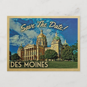 Carte Postale Faire-part Des Moines Sauvegarder la date Iowa