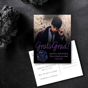 Carte Postale Faire-part Dés RPG Nebula Tabletop Retro Gamer Graduation