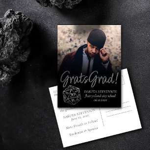 Carte Postale Faire-part Dés RPG   Retro Tabletop Rôle Joueur Graduation