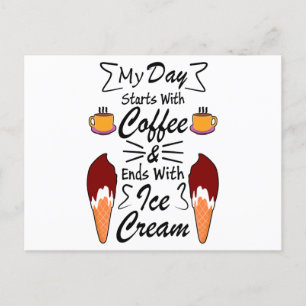 Carte Postale Faire-part Design amusant Café et crème glacée Amateurs