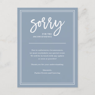 Carte Postale Faire-part Désolé pour les inconvénients  Annulation ou repor