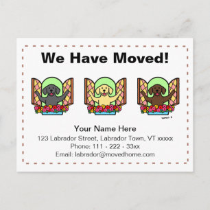 Carte Postale Faire-part Dessin animé de chiens labrador pour annonce de dé