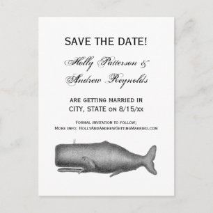 Carte Postale Faire-part Dessin de baleines vintage du 19e siècle