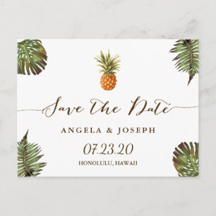 Carte Postale Faire-part Destination Enregistrer la date Ananas tropical