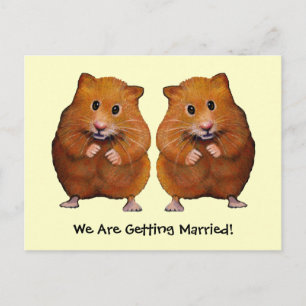 CARTE POSTALE FAIRE-PART DEUX HAMSTERS : SAVE DATE : MARIAGE