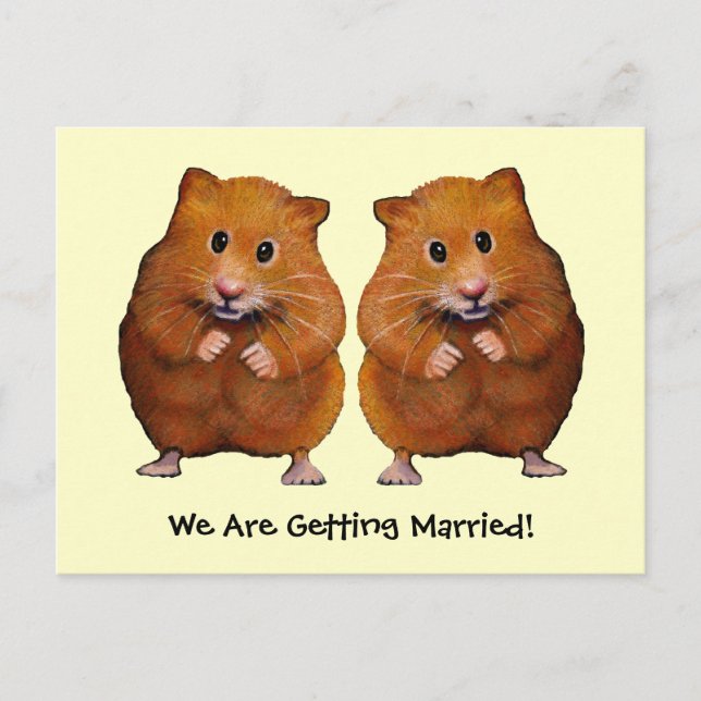 CARTE POSTALE FAIRE-PART DEUX HAMSTERS : SAVE DATE : MARIAGE (Devant)