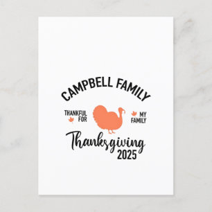 Carte Postale Faire-part Dîner de Thanksgiving de la famille Crampbell 2025