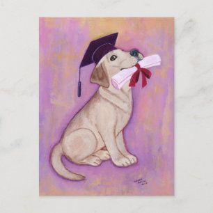 Carte Postale Faire-part Diplômé Labrador Jaune