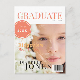 Carte Postale Faire-part Diplômé Magazine Photo Graduate