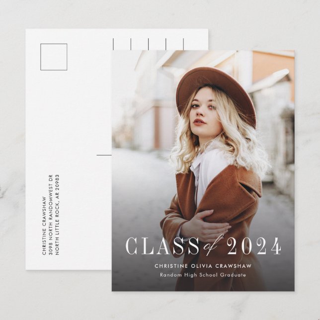 Carte Postale Faire-part Diplômé - Photo Lettrée à la main (Devant / Derrière)