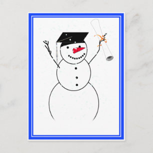 Carte Postale Faire-part Diplômé Snowman pour le petit diplômé