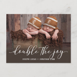 Carte Postale Faire-part Double La Joy Twin Photo Naissance