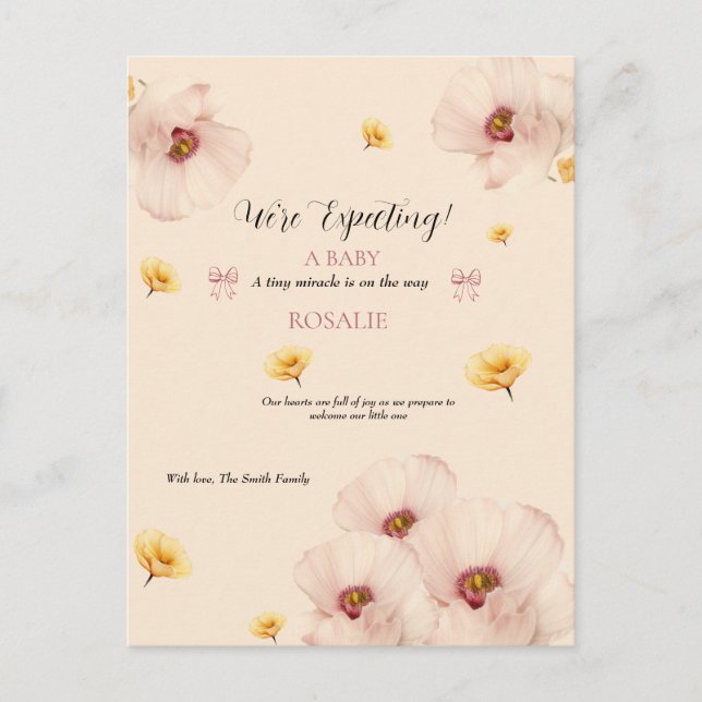Carte Postale Faire-part Douce Baby Florale  (Devant)
