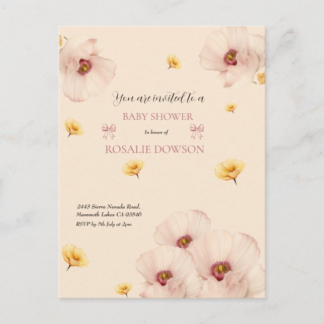 Carte Postale Faire-part Douce Baby Florale  (Devant)