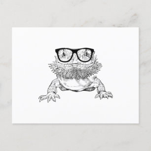 Carte Postale Faire-part Dragon Barbu Lunettes Ringard Animal