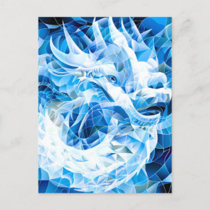 Carte Postale Faire-part Dragon Mosaïque Ciel Bleu 