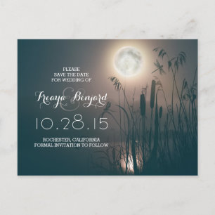 Carte Postale Faire-part dragonfly full moon nuit & cattails enregistrer la