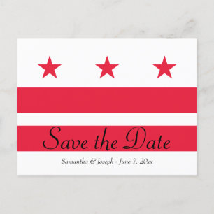 Carte Postale Faire-part Drapeau de Washington DC Enregistrer la date