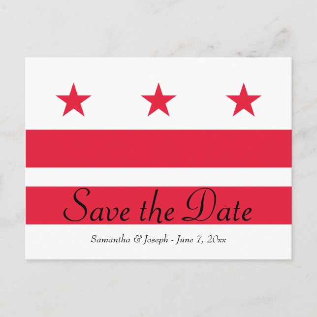 Carte Postale Faire-part Drapeau de Washington DC Enregistrer la date (Devant)
