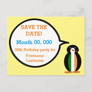 Carte Postale Faire-part Drapeau Irlandais Ms. Penguin qui parle