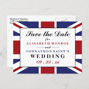 Carte Postale Faire-part Drapeau Union Jack Mariage Britannique Enregistrer