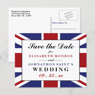 Carte Postale Faire-part Drapeau Union Jack Mariage britannique Save The Da