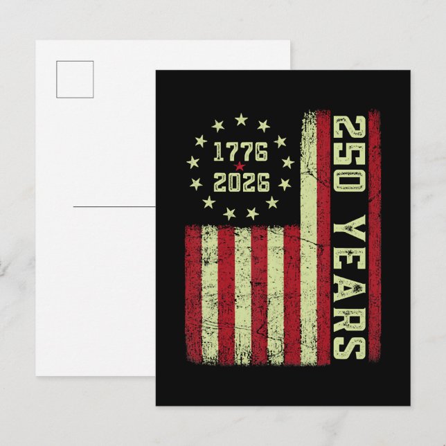 Carte Postale Faire-part Drapeau Usa 250e Anniversaire (Devant / Derrière)