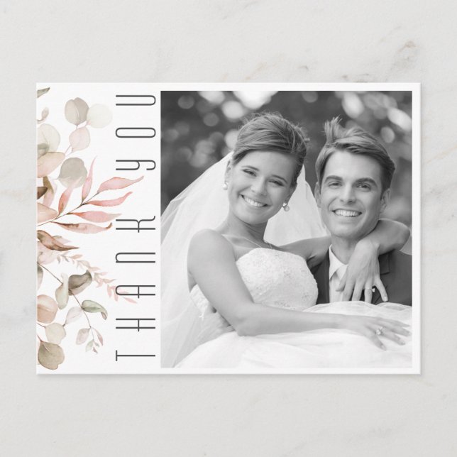 Carte Postale Faire-part Dreamy Foliage Mariage Merci rose vierge ID817 (Devant)