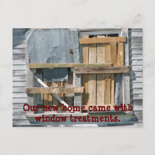 Carte Postale Faire-part Drôle embarqué vers le haut de la fenêtre nous