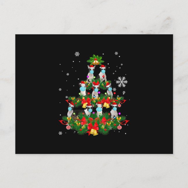 Carte Postale Faire-part Drôle Masque de Chien de Boston pour Arbre de Noël (Devant)