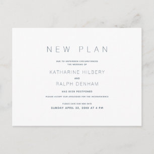 Carte Postale Faire-part du nouveau plan du Mariage White & Navy