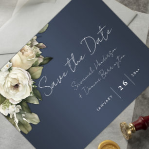 Carte Postale Faire-part Dusty Blue Boho Wedding Enregistrer la date