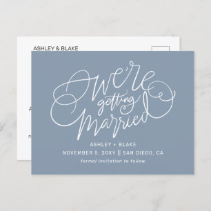 Carte Postale Faire-part Dusty Blue Elegant Simple Enregistrer la date