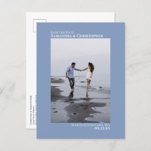 Carte Postale Faire-part Dusty Blue Minimalist Photo Mariage Enregistrer La