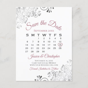 Carte Postale Faire-part Dusty Rose & mariage blanc Enregistrer le calendri