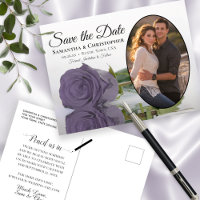Dusty Violet Rose Oval Photo Wedding Enregistrer L