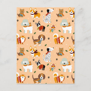 Carte Postale Faire-part Écharpes festives d'hiver pour chiots