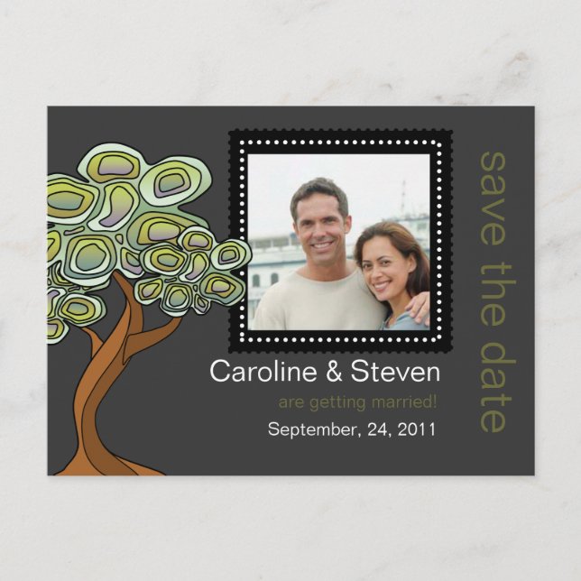 Carte Postale Faire-part Eco Tree Wedding Enregistrer la date (Devant)