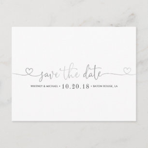 Carte Postale Faire-part Économies argentées de coeur la date