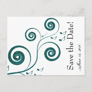 Carte Postale Faire-part Économies bleues scintillantes de musique la date