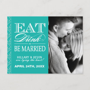 Carte Postale Faire-part Économies chiques de damassé de jade la date