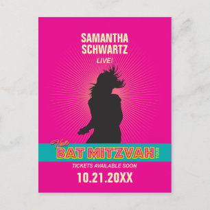 Carte Postale Faire-part Économies de bat mitzvah de vedette du rock la