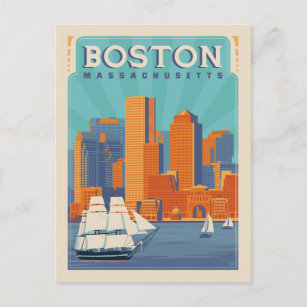 Carte Postale Faire-part Économies de Boston, le Massachusetts   la date