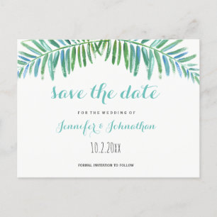 Carte Postale Faire-part Économies de mariage de destination de paume les