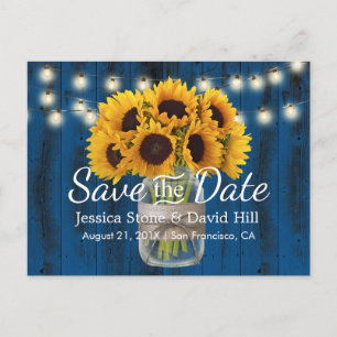 Carte Postale Faire-part Économies de mariage de grange de bleu marine de